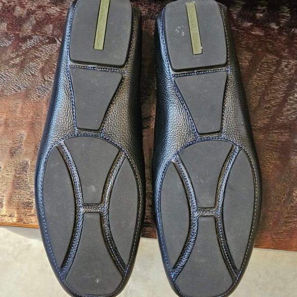 Donald Pliner Men\'s Soft Leather Loafers, Black / Blue Stitching, Sz 13 main image 16